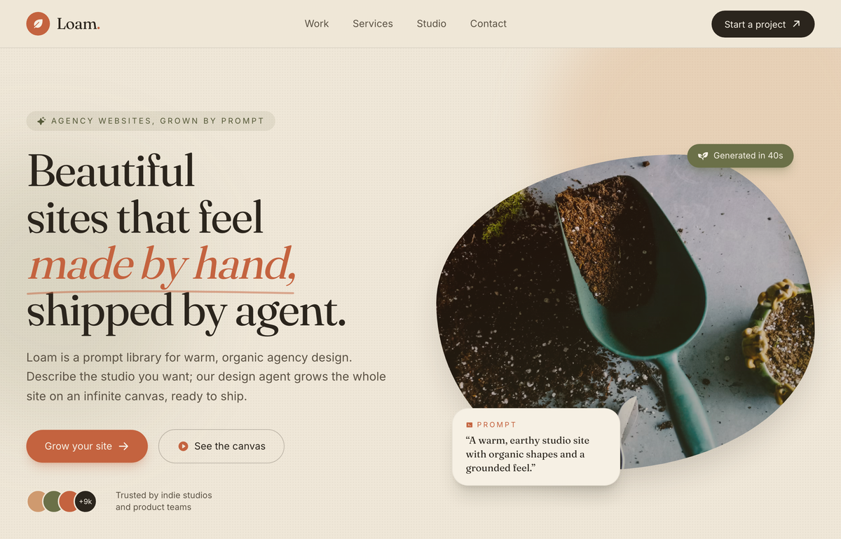 Loam — Warm Earthy Organic Agency Website preview