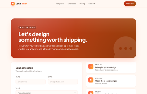 Gradient Band Sunset - Contact form (legibility fixed) preview