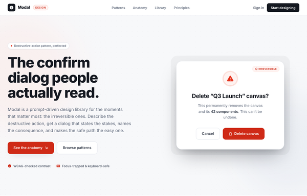 Modal: Destructive confirm dialogs, designed right preview