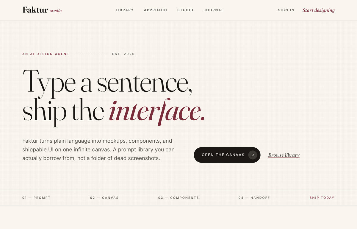 Faktur — Editorial Serif Burgundy Navbar (legibility-fixed) preview