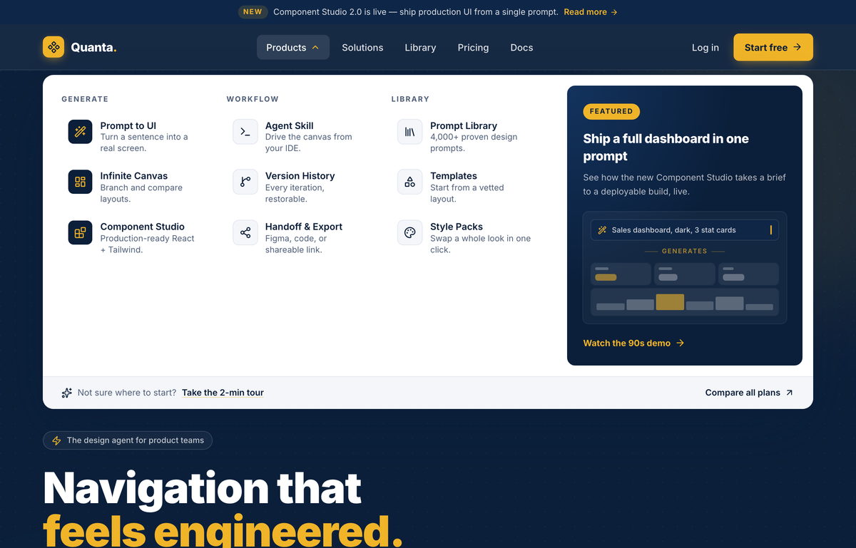 Mega-Menu Navy — navbar (improved per critic) preview