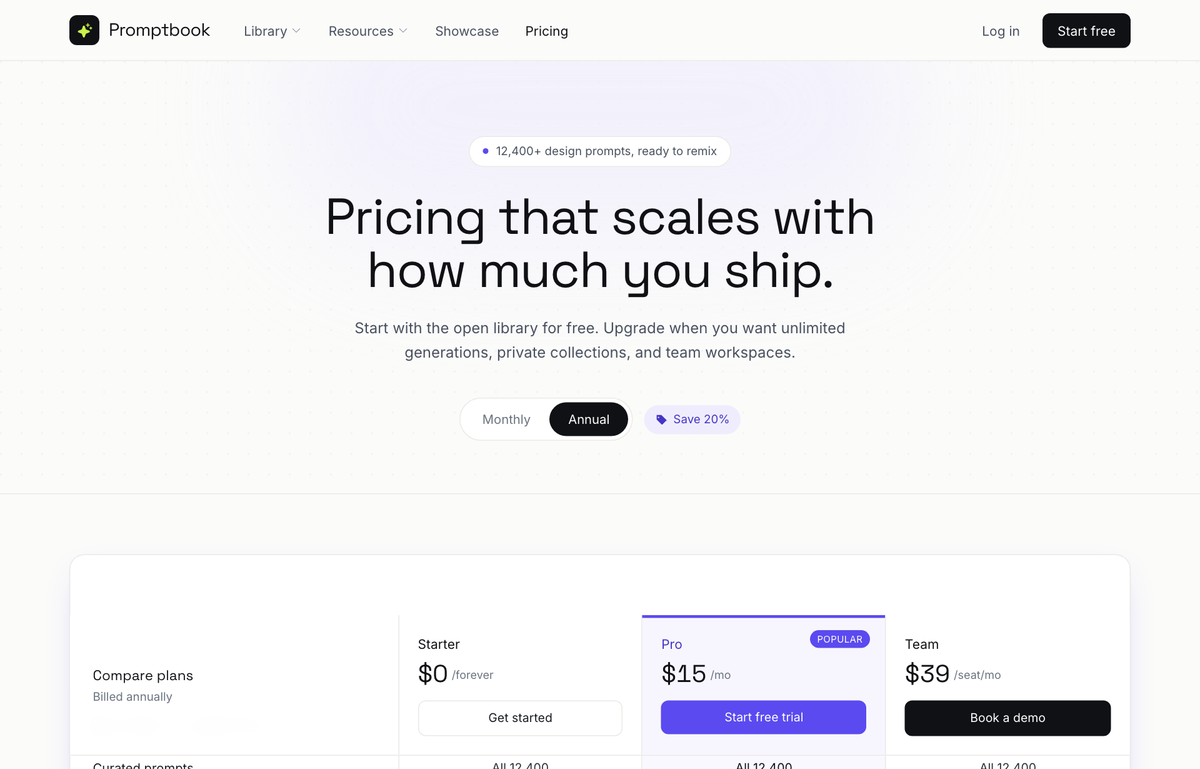 Editorial Violet SaaS Pricing Matrix preview