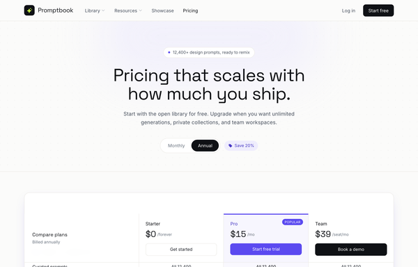 Editorial Violet SaaS Pricing Matrix preview